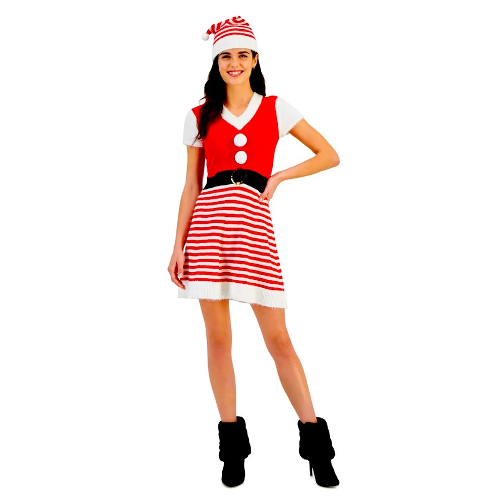 Christmas Santa Sweater Dress & Hat
